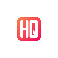 Initial letter HQ, rounded letter square logo, modern gradient red color	
 
