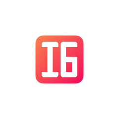 Initial letter IG, rounded letter square logo, modern gradient red color 