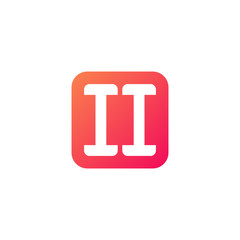 Initial letter II, rounded letter square logo, modern gradient red color	
 
