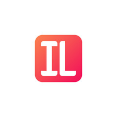 Initial letter IL, rounded letter square logo, modern gradient red color	
 
