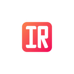 Initial letter IR, rounded letter square logo, modern gradient red color	
 
