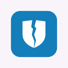 Isolated button with  a broken shield