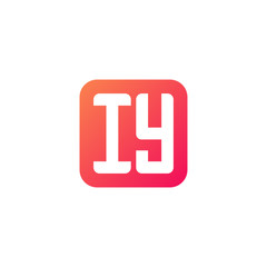 Initial letter IY, rounded letter square logo, modern gradient red color	
 
