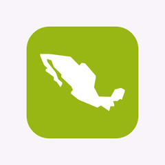 Isolated button with  a map of Mexico