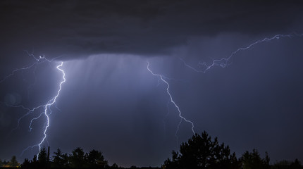 Obraz na płótnie Canvas Powerful Lightning Strikes ,colorful thunder sky