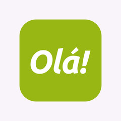 Isolated button with  the text Hello! in the Portuguese language