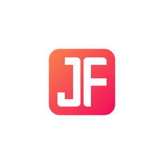 Initial letter JF, rounded letter square logo, modern gradient red color	
 
