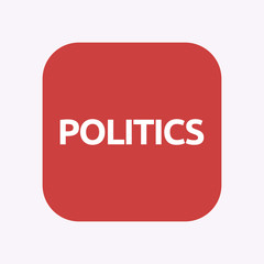 Isolated button with  the text POLITICS
