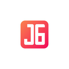 Initial letter JG, rounded letter square logo, modern gradient red color	
 
