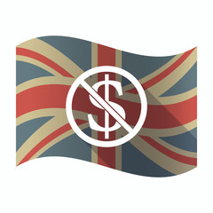 Isolated UK flag with  a dollar sign  in a not allowed signal