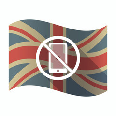 Isolated UK flag with  a phone  in a not allowed signal