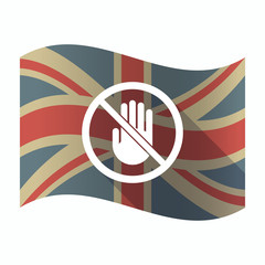 Isolated UK flag with  a hand  in a not allowed signal