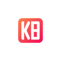Initial letter KB, rounded letter square logo, modern gradient red color	
 

