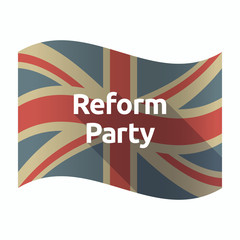 Isolated UK flag with  the text Reform Party