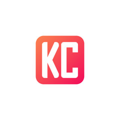 Initial letter KC, rounded letter square logo, modern gradient red color	
 
