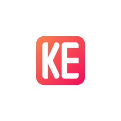 Initial letter KE, rounded letter square logo, modern gradient red color	
 
