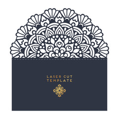 Vector wedding card laser cut template. Vintage decorative elements