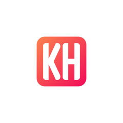 Initial letter KH, rounded letter square logo, modern gradient red color	
 
