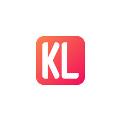 Initial letter KL, rounded letter square logo, modern gradient red color	
 
