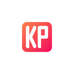 Initial letter KP, rounded letter square logo, modern gradient red color 