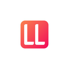 Initial letter LL, rounded letter square logo, modern gradient red color	
 
