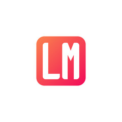 Initial letter LM, rounded letter square logo, modern gradient red color	
 
