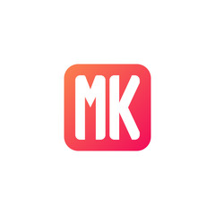 Initial letter MK, rounded letter square logo, modern gradient red color	
 
