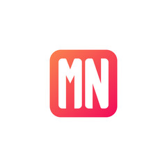 Initial letter MN, rounded letter square logo, modern gradient red color	
 
