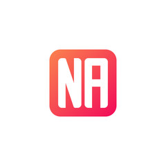 Initial letter NA, rounded letter square logo, modern gradient red color	
 
