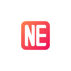 Initial letter NE, rounded letter square logo, modern gradient red color	
 
