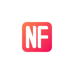 Initial letter NF, rounded letter square logo, modern gradient red color	
 
