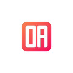 Initial letter OA, rounded letter square logo, modern gradient red color	
 
