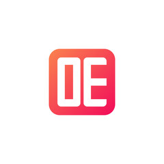 Initial letter OE, rounded letter square logo, modern gradient red color	
 
