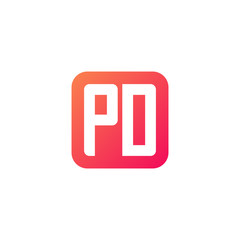 Fototapeta premium Initial letter PD, rounded letter square logo, modern gradient red color 
