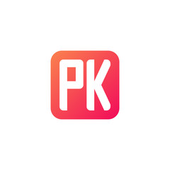 Initial letter PK, rounded letter square logo, modern gradient red color	
 
