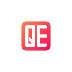 Initial letter QE, rounded letter square logo, modern gradient red color	
 
