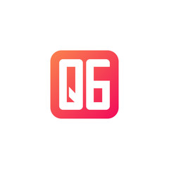 Initial letter QG, rounded letter square logo, modern gradient red color	
 

