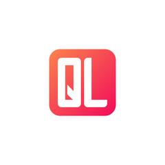 Initial letter QL, rounded letter square logo, modern gradient red color	
 
