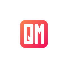 Initial letter QM, rounded letter square logo, modern gradient red color	
 
