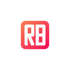 Initial letter RB, rounded letter square logo, modern gradient red color	
 
