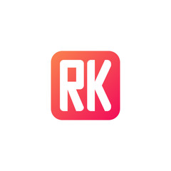 Initial letter RK, rounded letter square logo, modern gradient red color	
 
