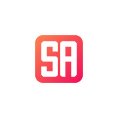 Initial letter SA, rounded letter square logo, modern gradient red color	
 
