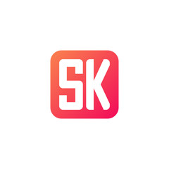 Initial letter SK, rounded letter square logo, modern gradient red color	
 
