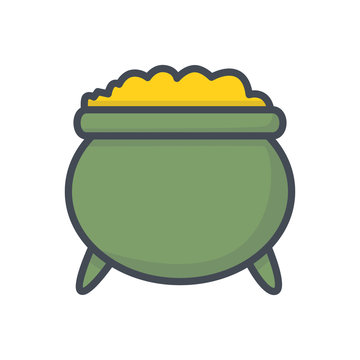 Patricks Day holiday colored icon golden pot