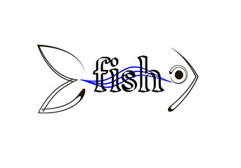 Fototapeta premium drawing of the fish with the inscription