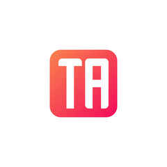 Initial letter TA, rounded letter square logo, modern gradient red color	
 
