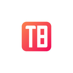 Initial letter TB, rounded letter square logo, modern gradient red color	
 
