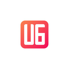 Initial letter UG, rounded letter square logo, modern gradient red color	
 
