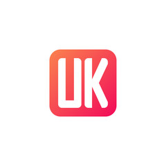 Initial letter UK, rounded letter square logo, modern gradient red color	
 

