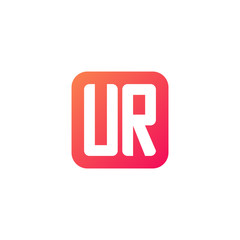 Initial letter UR, rounded letter square logo, modern gradient red color	
 

